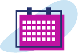 Icon of a calendar representing the Adbry® Bridge CareTM Program offering eligible patients temporary product coverage for up to six months while awaiting insurance approval.
